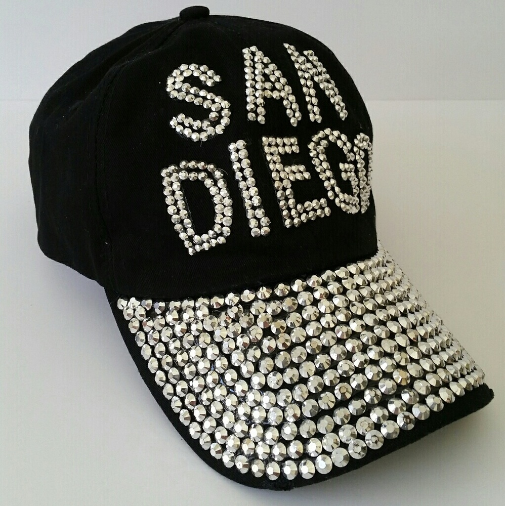 San Diego Padres Baseball Cap Black with Bling